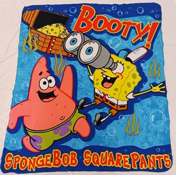 Vtg Spongebob Square Pants Patrick BOOTY! Fleece Throw Nickelodeon 2003 55×47 - Picture 1 of 4
